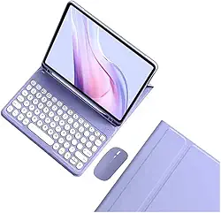 Capa + Mouse + Teclado Redondo Para Samsung Tab A9+ 11 Polegadas X210/X216/X218