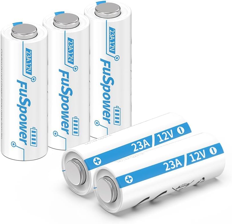 Fuspower 23A Battery A23 12 Volt Battery l1028f MN21/23 Alkaline Batteries for Ceiling Fan Remote Garage Door Opener Doorbell 5pcs