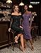 BeryLove Sparkly Formal Dresses for Women Off Shoulder 2026 Wedding Guest Midi Sequin Cocktail Dress with Sleeves Glitter Mesh Prom Wrap Bust Evening Gala Gown Grayish Purple XL
