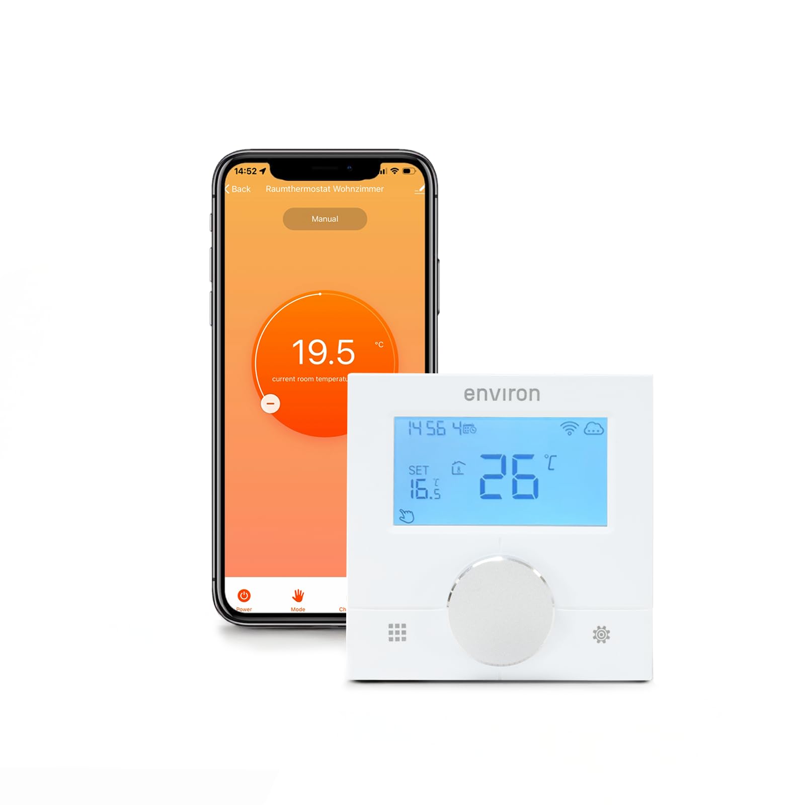 ENVIRON® Thermostat fußbodenheizung ENRTH3 - Digital mit WLAN und App-Steuerung | Kompatibel mit Alexa, Tuya, Smart Life APP | Intelligent Heizen & Kühlen | Raumthermostat