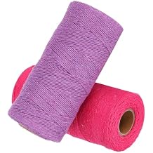 8/4 Warp Thread for Weaving Loom - 100% Pure Cotton Yarn, High Strength, 2 Rolls 2 Colors 250m/820ft, Ideal for Carpets, Blankets & DIY Handmade ProjectsMagenta+Purple