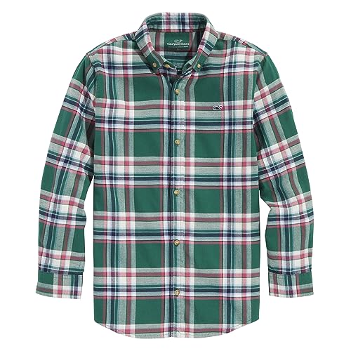 vineyard vines Boys' Flannel Plaid Whale Shirt