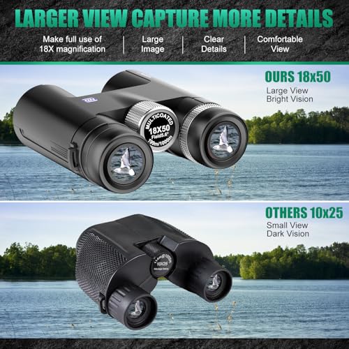 Image of 18X50 High Powered Binoculars for Adults with Upgraded Phone Adapter, Tripod and Tripod Adapter,Waterproof Compact Binoculars with Low Light Vision for Bird Watching,Travel,Sightseeing