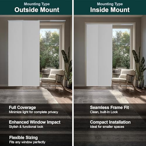 CHICOLOGY Blackout Sliding Door Panel Track Vertical Blinds, Movie Night White, Adjustable 46-86 in W, Trim-to-Fit 0-96 in H, 4 Panels, Wand Control, Room Divider for Patio Doors & Large Windows by CHICOLOGY - Image 4