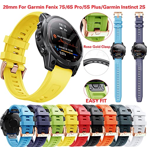 Bracelet 20mm Garmin Fenix 6S Pro 7S 5S Plus silicone boucle or rose