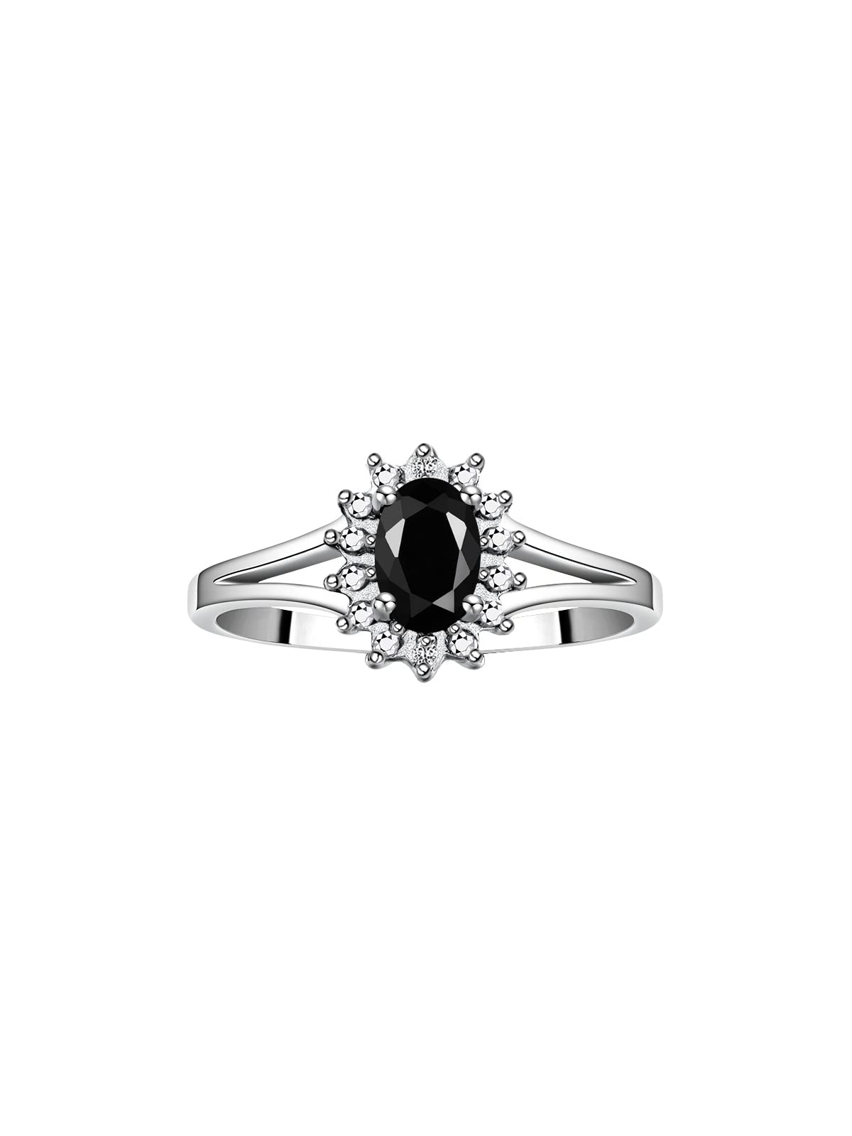 Rylos Halo Ring: Diamond Birthstone with 6X4MM Oval Gemstone - Women's Jewelry in Sterling Silver - Stunning Diamond Ring Sizes 5-10