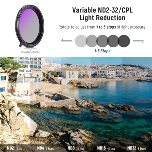 Filtro Variable ND2-32 58mm para fotografía de paisajes sin reflejos 4