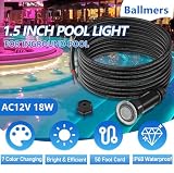 AC12V 1.5 Inch Pool Lights for Inground Pool Replacement for GloBrite 602055, 100ft Cord 18W LED Color Inground Pool & Spa Light, IP68 Waterproof Swimming Pool Light