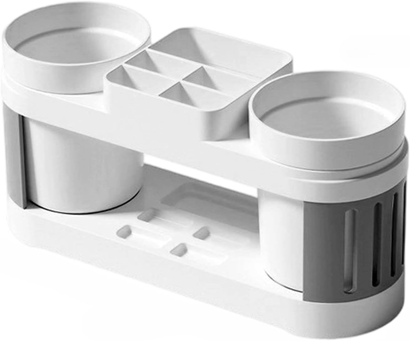 Bathroom Sink Plastic Toothbrush Storage Rack Multifunction Toothbrushes Holders Household Organizer Tools Accessories (Gray White)