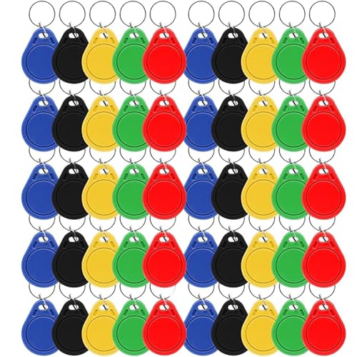 Image of 50 PCS 125kHz RFID Key Fob,Writable RFID Key Fobs for Door Access Control, Rewritable Proximity Keyfobs Token Tags for Smart Door Lock Access Control System- Multicolor