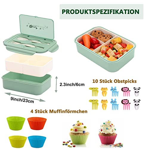 Brotdose für Kinder MUJUZE Lunchbox mit Besteck, Brotdose