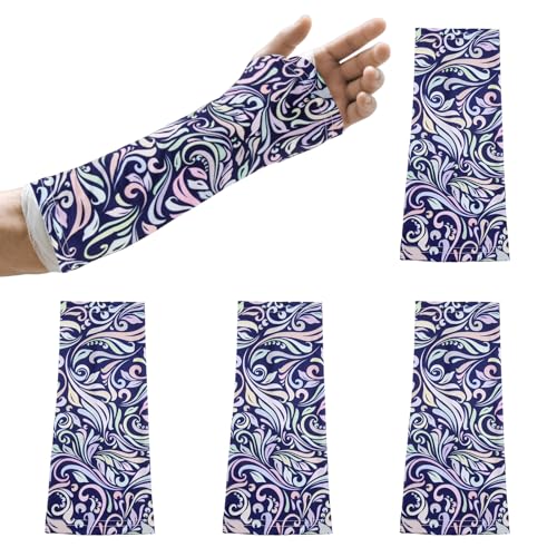 SHFGYG 4 Packs Arm Cast Cover Sleeve Protectors for Arms Cast Sleeve Decorations for Adult Arm Protection Sleeves for Cast Wound Breathable & Comfortable(Artistic Doodle Print)