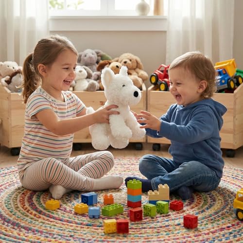 WEIGEDU West Highland White Terrier Hund Plüschtiere Tierspielzeug Weißer Westie Welpen Plüschtier mit bestickten Augen für Kinder Mädchen Jungen Baby, Geburtstag, Schlafenszeit Geschenk, 30.5 cm