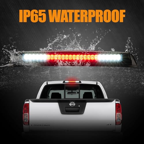 Image of Third 3rd Brake Light LED for 2004-2015 Nissan Titan & 2005-2016 Nissan Frontier, High Mount Rear Brake Lights Assembly, Waterproof Center Cab Cargo Lamp Stop Light (Black)