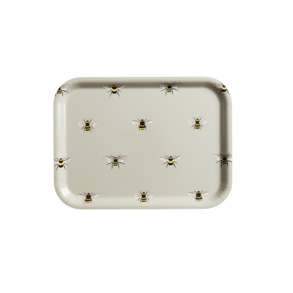 Sophie Allport Green - Bees Tray, Printed Bees Design, (27 X 22Cm), Serving Platter Small