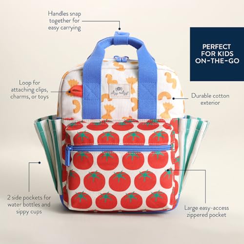 Itzy Ritzy Toddler Backpack - Daycare Bag - Features Adjustable Shoulder Straps, 2 Side Pockets & Spacious Interior with Wipeable Fabric Lining & Name Label, Pasta by Itzy Ritzy - Image 4