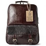 bonahide - 15.6' Luxury Burgundy Leather Laptop Backpack for Men & Women. Leather Bag for Professional Use in Office & Business