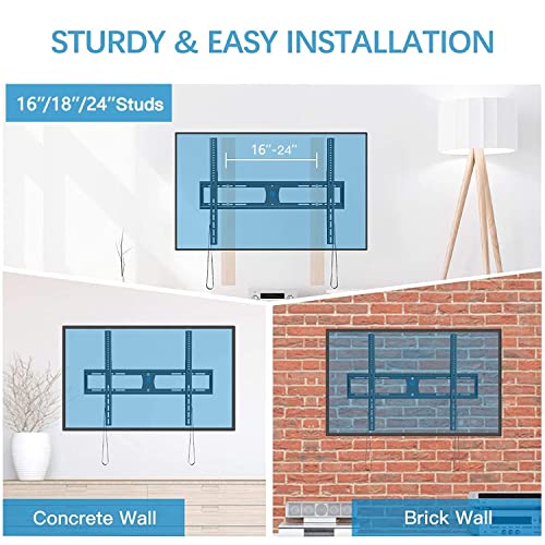 Pipishell Low Profile Fixed Tv Wall Mount Bracket Ultra Slim For Most 42-90 Inch Lcd Oled Qled 4K Plasma Flat Curved Screen Tvs Up To132Lbs Max Vesa 800X600Mm, Fits 16", 18", 24" Wood Studs #TOP6