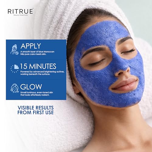 Image of Morocco Nila Powder Face Pack | No DIY | Just Direct Apply | Instant Detan & 15 Min Glow with Niacinamide & Alpha Arbutin | Tan Removal, Even Skin Tone, Advance Brightening | ALL SKIN TYPE By Ritrue Moroccan