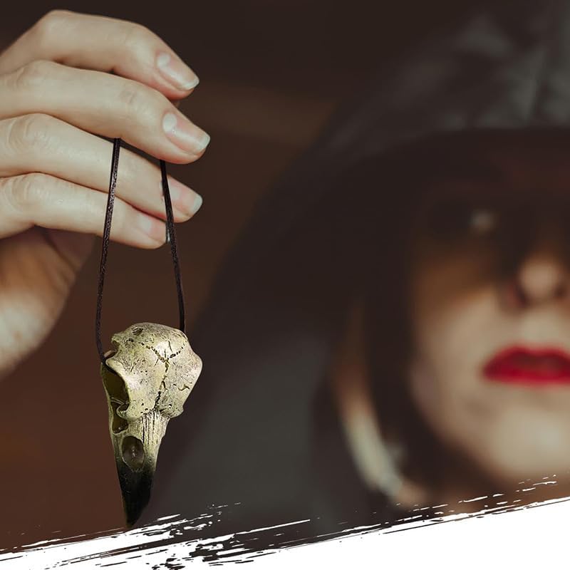 Carved Raven Skull Pendant Necklace for Men Women Halloween 3D Viking Crow Skull Necklace Decor - Image 3