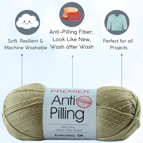 Image of Premier Yarns Anti-Pilling Everyday DK Solids Meadow 1107-62 (6-Skeins-Same Dye Lot) DK Light Worsted #3 Anti-Pilling Acrylic Yarn for Crocheting and Knitting with Project Bag