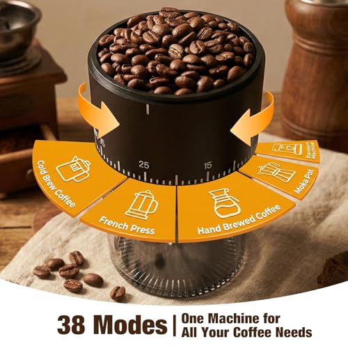 Image of Portable Electric Burr Coffee Grinder - Cordless Rechargeable Coffee Grinder with Ceramic Conical Burr, USB-C, Ultra Quiet <65dB, 38 Adjustable Settings, Travel Coffee Grinder for Camping Office Home
