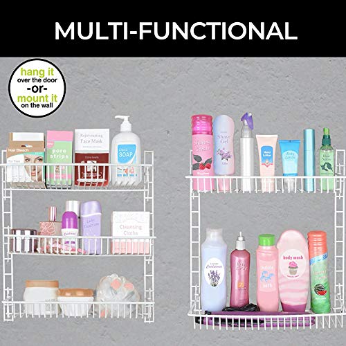 Smart Design Over The Door Adjustable Pantry Organizer Rack w/ 5 Adjustable Shelves - Small 51 Inch - Steel Construction w/ Hooks & Screws - for Cans, Food, Misc. Item - Kitchen [White] - Thumbnail 6