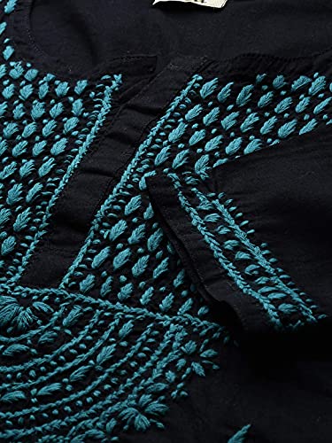 Image of Ada Women's Cotton Regular Fit Tunic Hand Embroidered Lucknow Chikankari Short Top Kurti A100554