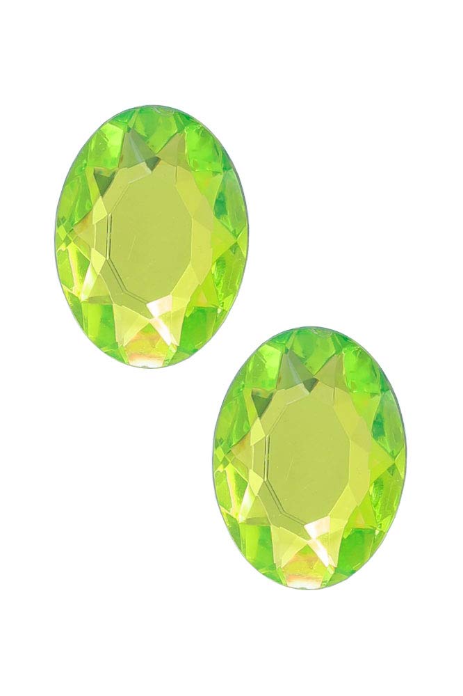 Amazon | クリスタルパーツ カット 楕円形 40×30mm 黄緑 2個入