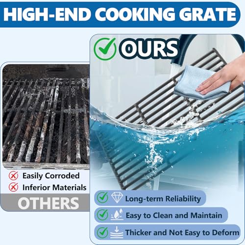 Image of SafBbcue 98888 Grill Grates for Monument Grill 25392 13478 Grill Replacement Parts, Monument Mesa 400 Grill Accessories Parts, Cast Iron Cooking Grids for Monument Grills 4-Burner Propane Gas Grill