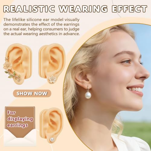 Image of 1 Pair Silicone Ear Model, Human Ear Model,Realistic Body Ear for Earrings Display,Ear Piercing Teaching,Exercise Display Props
