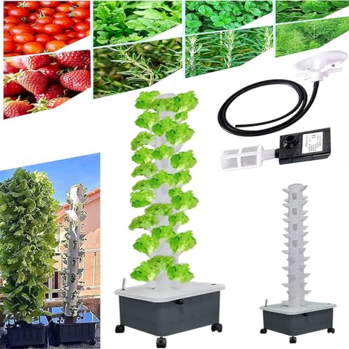 PTSZNGS Torre de plantación hidropónica Vertical GFF, Inteligente, Sistema de Cultivo hidropónico, 15 Capas, 45 Hoyos, Cultivo sin Suelo