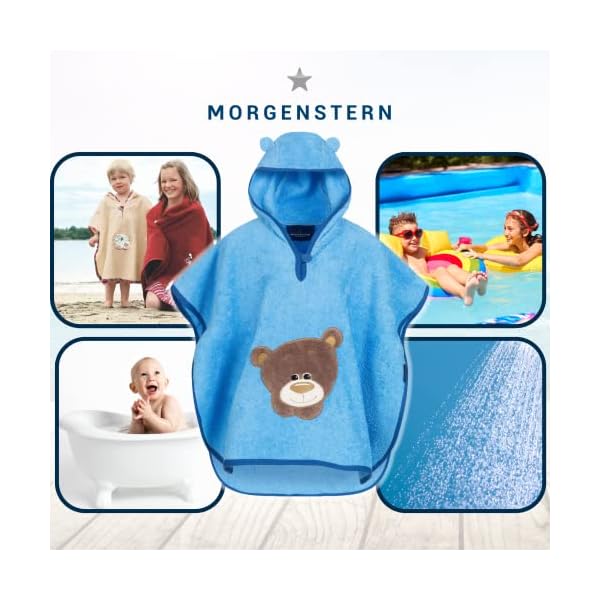 Morgenstern Badeponcho Kinder I Baby I Mädchen I Jungen I Frottee I Kapuze I 100% Baumwolle – Bild 7