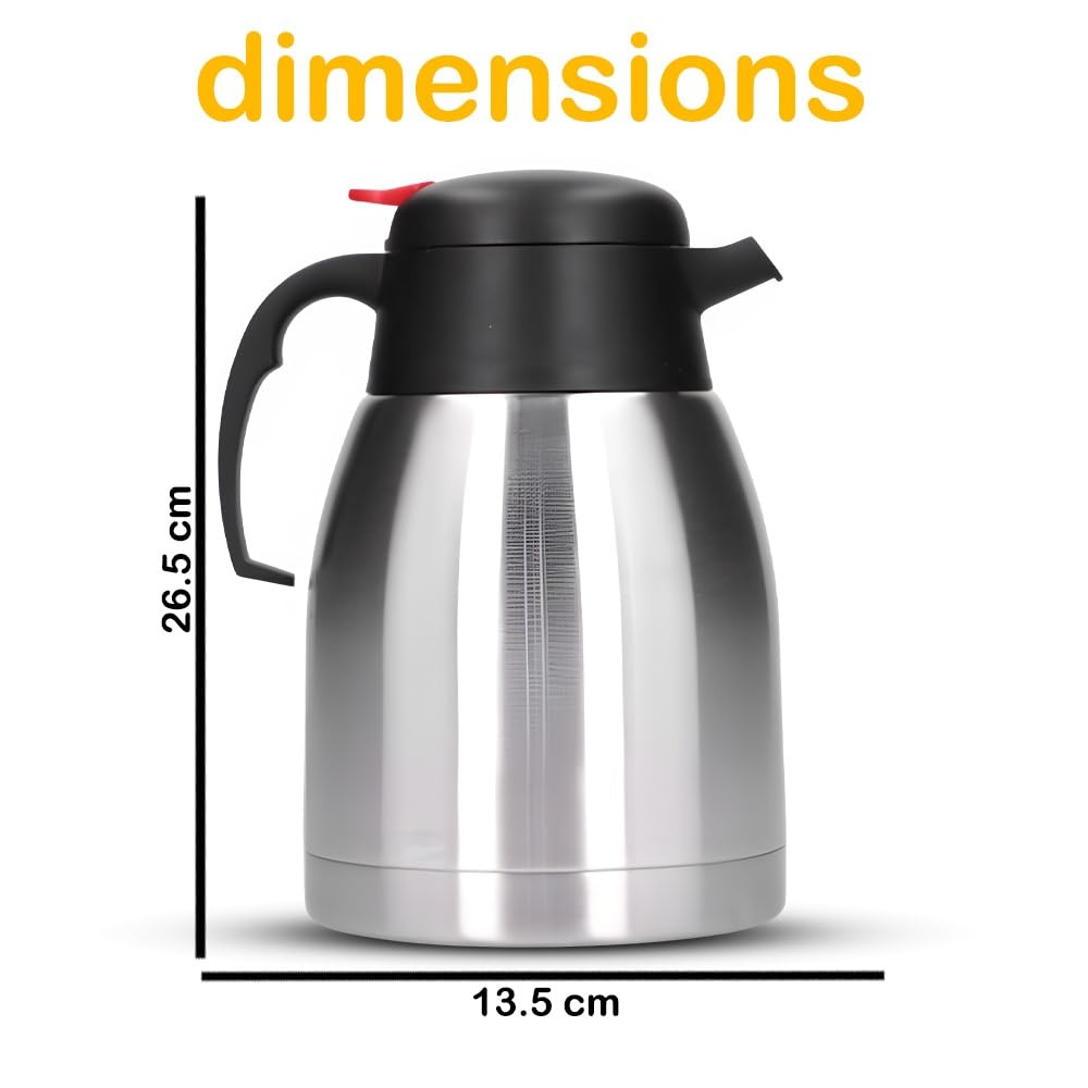 OrionMart 1.5L Coffee Tea Carafe Vacuum Jug Double Walled Insulated Stainless Steel Thermal Flask, Silver - Image 3