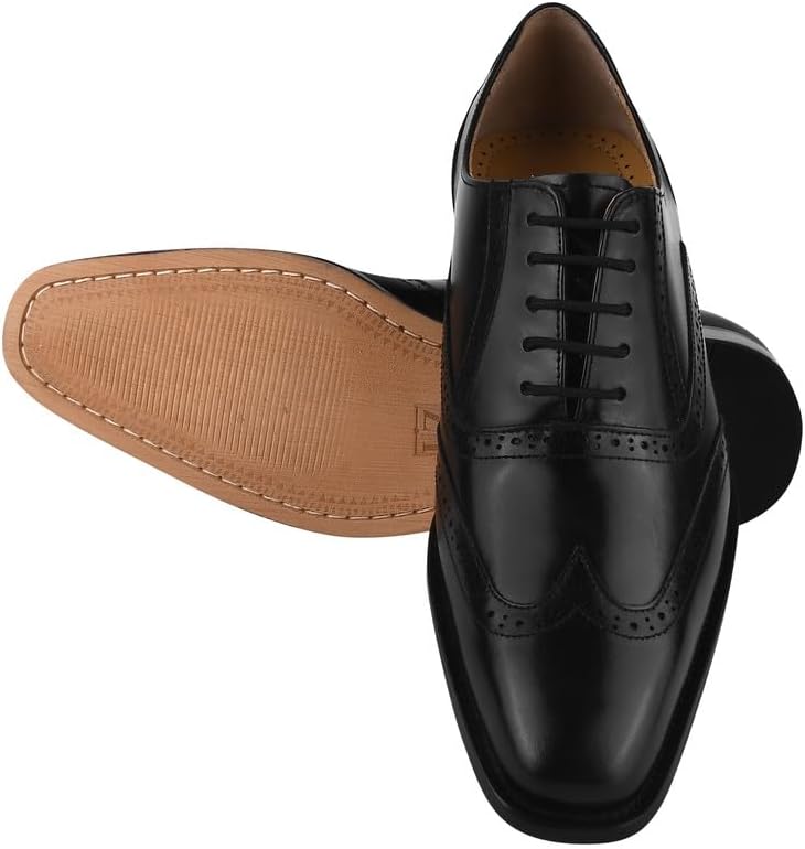 LIBERTYZENO Mens Brogue Plain & EEL Print Genuine Leather Adults Lace Up Oxford Dress Shoes for Easter Gift