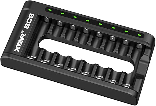 XTAR BC8 - Cargador de batería para baterías de litio AA de 1.5 V, 1.2 V, Ni-MH, AA AAA, 1,5 V, recargable de litio (solo cargador BC8)