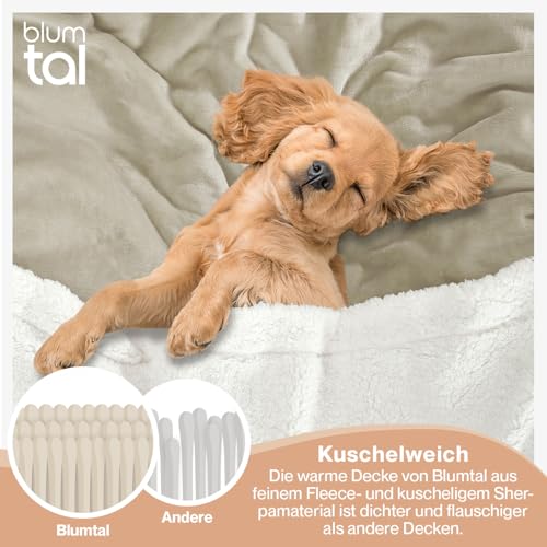 Blumtal Premium Sherpa Kuscheldecke flauschig 150x200 cm - Oeko-Tex zert. Sofa Decke mit dicker Sherpa-Innenseite - super flauschige Decke… – Ansicht 4