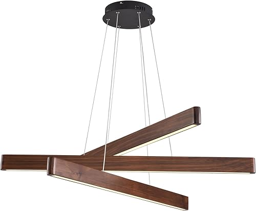 Lámpara colgante lineal de 3 luces, lámpara para comedor, lámparas de araña LED modernas para sala de estar, lámpara de techo de madera regulable,