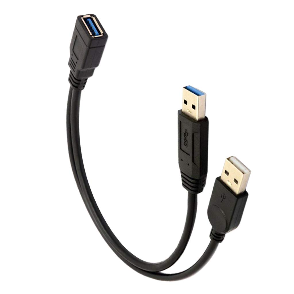 Black USB 3.0 Female to Dual USB Male Extra Power Data Y Extension Cable for 2.5" Mobile Hard Disk-image-38