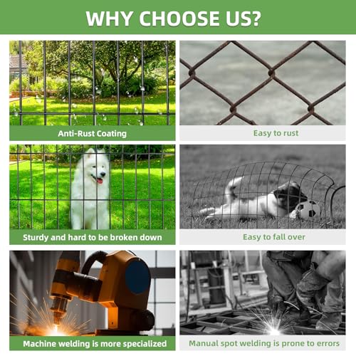 Decorative Garden Fence, 10 Panels 32 in(H) X 23.6 ft(L) Rustproof Metal Wire No Dig Dog Fence Outdoor for Yard, Temporary Tall Garden Fence Animal Barrier Decor for Yard & Patio