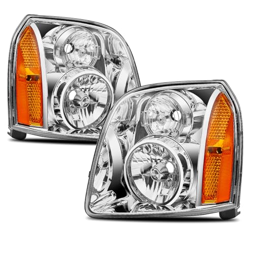 APSVE Headlights Assembly Pair Left Right Side Compatible with 2007-2014 GMC Yukon Denali XL 1500 2500 Black Housing Amber