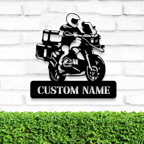 Image of Personalized Motorcycle Metal Wall Art LED Light, Adventure Motorcycle Metal Wall Decor, Motorcycle Metal Sign, Outside Wall Hanging, Home Decor, Birthday Gift, Christmas Gift