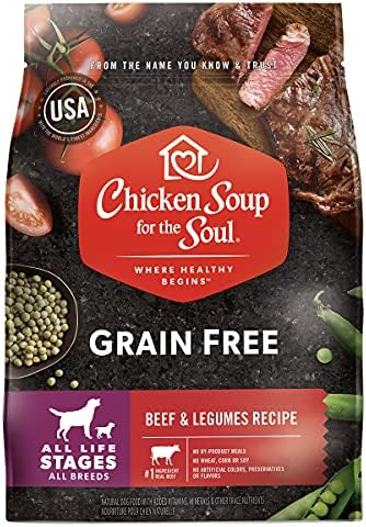 Chicken Soup for Soul Pet Food Grain Free Beef & Legumes - Dry Dog Food 25LB- Soy, Corn & Wheat Free, No Artificial Flavors or Preservatives