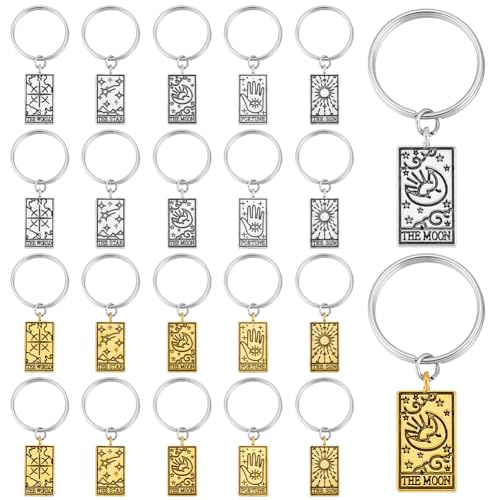 Llaveros de cartas de tarot PH PandaHall estilo vintage de plata