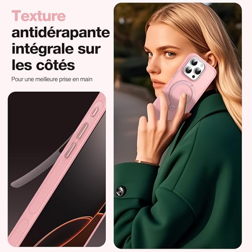 Protégez votre iPhone 16 Pro des rayures avec cette coque rose MagSafe à support - 7