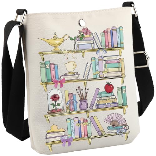 GJTIM Beauty Movie Inspired Gift Fairytale Lover Gift Beauty Princess Reading Crossbody Bag for Cartoon Fans