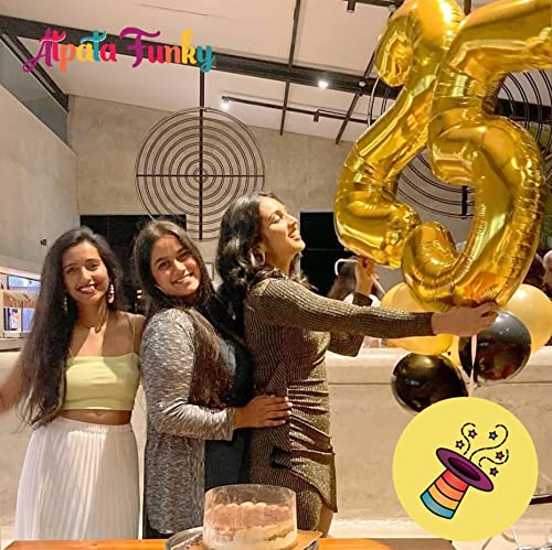 Image of Atpata Funky 25 Number Golden Foil Balloon 32 inch Size Birthday Decoration Items | Happy Birthday Decoration Kit | 25th Year Birthday Party Anniversary Wedding Decorations