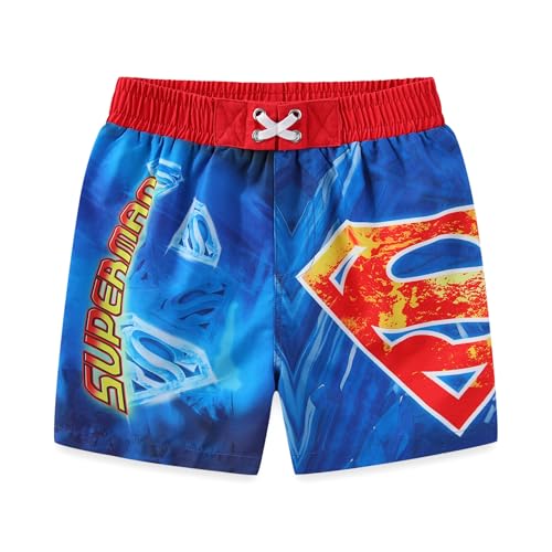 WARNER BROS Superman Boys UPF 50+ Swim Trunks Shorts Bathing Suit for Big Kids Blue