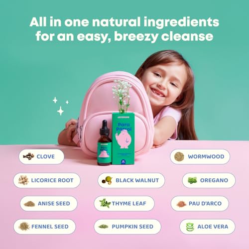 Image of JoySpring ParaPatrol Kids' Herbal Blend - Alcohol-Free Liquid Supplement with Black Walnut and Wormwood Extract | Supports Digestive Health | Natural Raspberry Flavor - 30 Servings (Pack of 3)