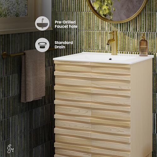Image of Swiss Madison Cascade 24 inch Bathroom Vanity in Natural Oak
